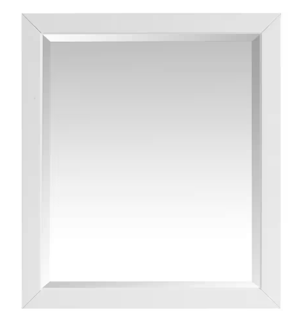Home Decorators Collection Windlowe 28 in. W x 32 in. H Rectangular Wood Framed Wall Bathroom Vanity Mirror in White finish
