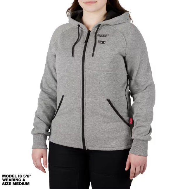 Milwaukee Women's Large M12 12-Volt Lithium-Ion Cordless Gray Heated Jacket Hoodie Kit with (1) 2.0 Ah Battery and Charger
