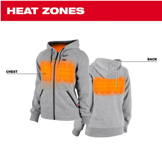 Milwaukee Women's Large M12 12-Volt Lithium-Ion Cordless Gray Heated Jacket Hoodie Kit with (1) 2.0 Ah Battery and Charger