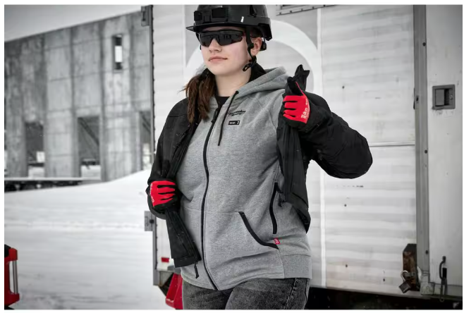Milwaukee Women's Large M12 12-Volt Lithium-Ion Cordless Gray Heated Jacket Hoodie Kit with (1) 2.0 Ah Battery and Charger