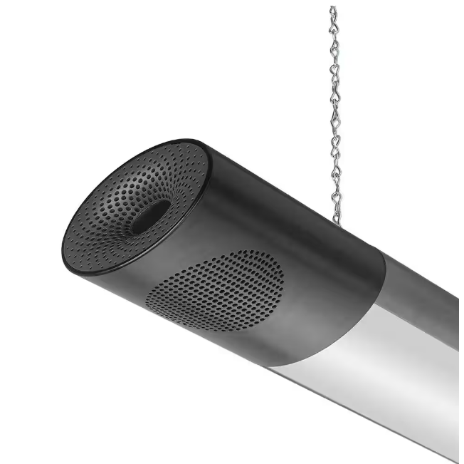 Commercial Electric 42 in. Workbench Garage Integrated LED Shop Light Bluetooth Speakers 3600 Lumens Black Brushed Nickel