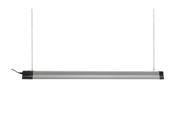 Commercial Electric 40 in. 3000 Lumens Plug-in Motion Sensing Integrated LED Linkable Shop Light 120 Volt 4000K Black Brushed Nickel