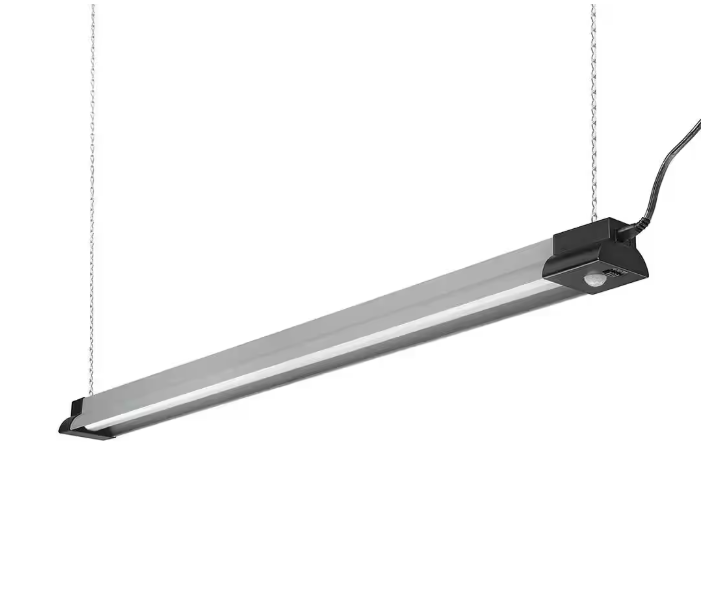 Commercial Electric 40 in. 3000 Lumens Plug-in Motion Sensing Integrated LED Linkable Shop Light 120 Volt 4000K Black Brushed Nickel