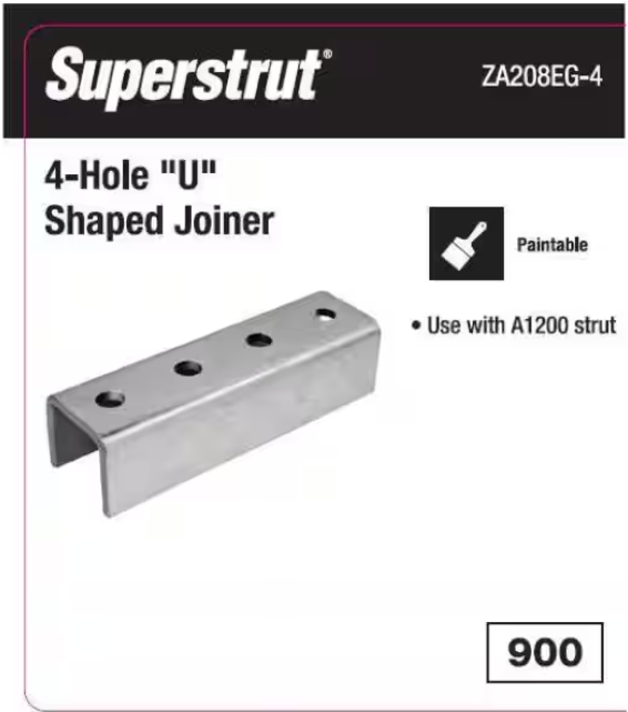 Superstrut 1-7/8 in. Channel Joiner - Strut Fitting - Silver Galvanized