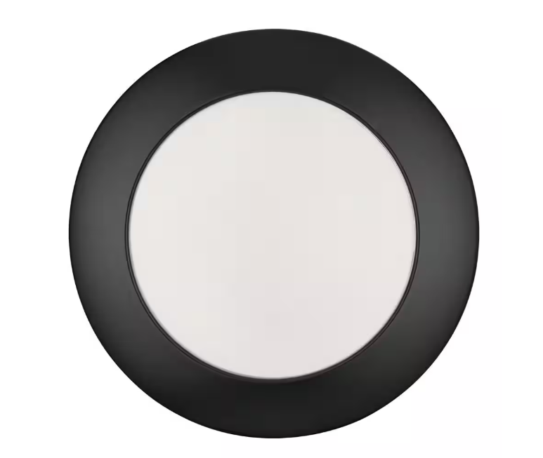 Commercial Electric 7 in. Matte Black Slim LED Flush Mount 854 Lumens Soft White 3000K Indoor Bedroom Closet Kitchen Lighting (2-Pack)