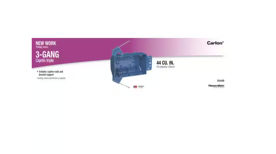 (12 Pack) Carlon 3-Gang 44 cu. in. PVC New Work Electrical Switch and Outlet Box