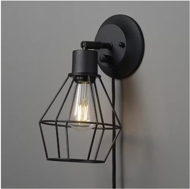 Hampton Bay Bryson 1-Light Matte Black Wall Sconce