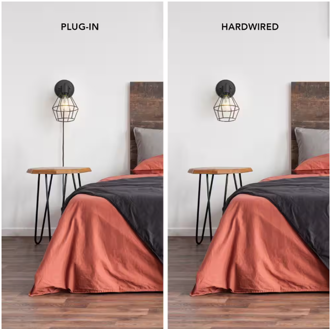 Hampton Bay Bryson 1-Light Matte Black Wall Sconce