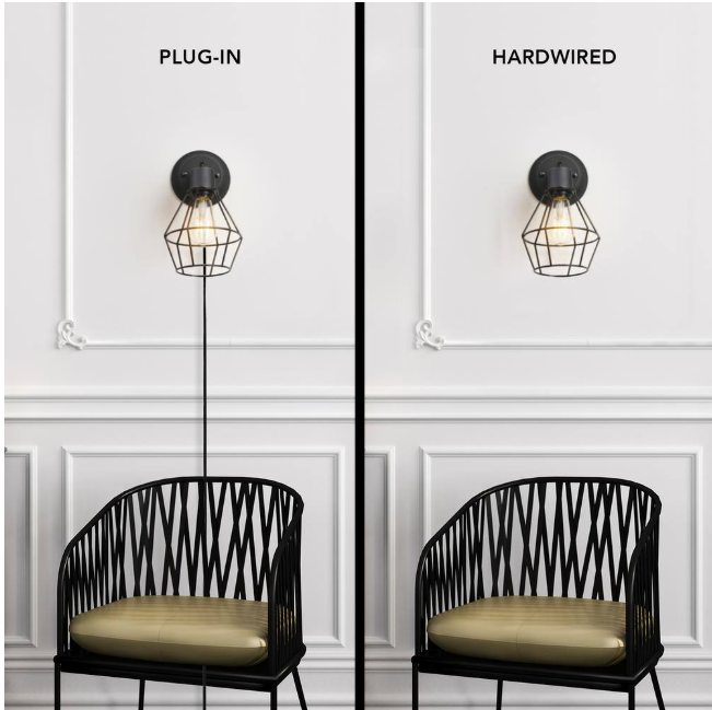 Hampton Bay Bryson 1-Light Matte Black Wall Sconce