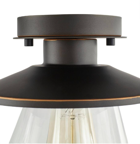 Hampton Bay Northmoore 1-Light Oil Rubbed Bronze and Glass Vintage Semi-Flush Mount