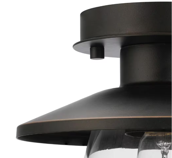 Hampton Bay Northmoore 1-Light Oil Rubbed Bronze and Glass Vintage Semi-Flush Mount