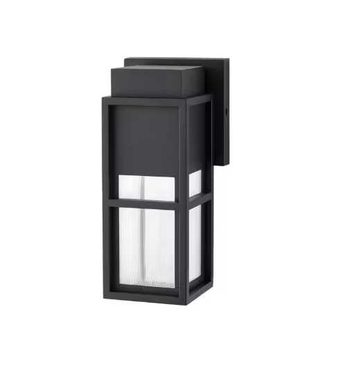 Home Decorators Collection Melrose 10.25 in. 1-Light Sand Black LED Outdoor Wall Mount Lantern