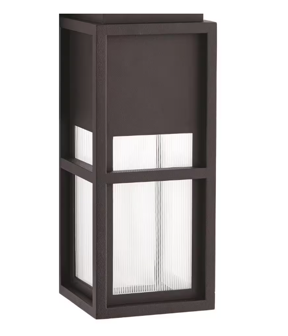Home Decorators Collection Melrose 10.25 in. 1-Light Sand Black LED Outdoor Wall Mount Lantern