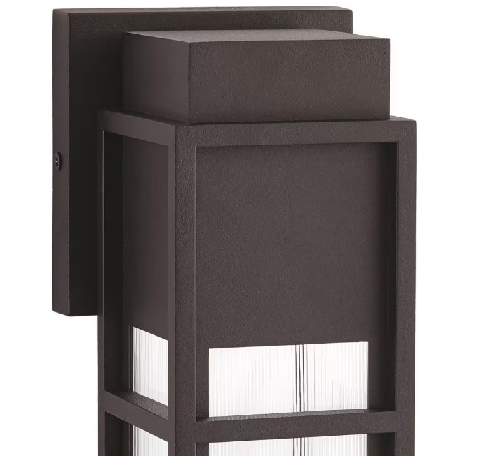 Home Decorators Collection Melrose 10.25 in. 1-Light Sand Black LED Outdoor Wall Mount Lantern