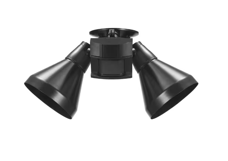 Defiant PAR Defiant 180 Degree Black Motion Sensor Wired Outdoor 2-Head Dusk-to-Dawn Security Flood Light