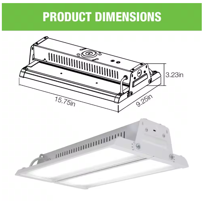 Commercial Electric 15 in. 19000 Lumens 138-Watts Adjustable Beam Multiple CCT & Lumens Integrated LED High Bay Light 120-277V Dimmable