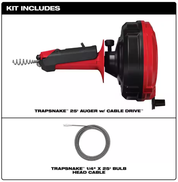 Milwaukee Trap Snake Auger Drain Cleaning Kit