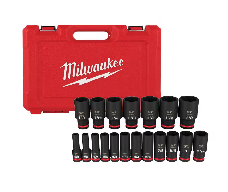 Milwaukee SHOCKWAVE 1/2 in. Drive SAE 6 Point Impact Socket Set (19-Piece)