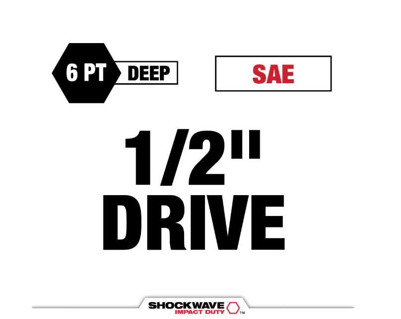 Milwaukee SHOCKWAVE 1/2 in. Drive SAE 6 Point Impact Socket Set (19-Piece)