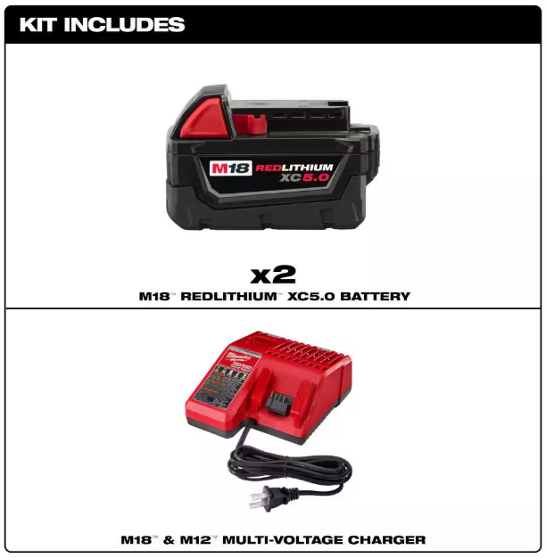 Milwaukee M18 18-Volt Lithium-Ion XC Starter Kit with Two 5.0Ah Batteries and Charger