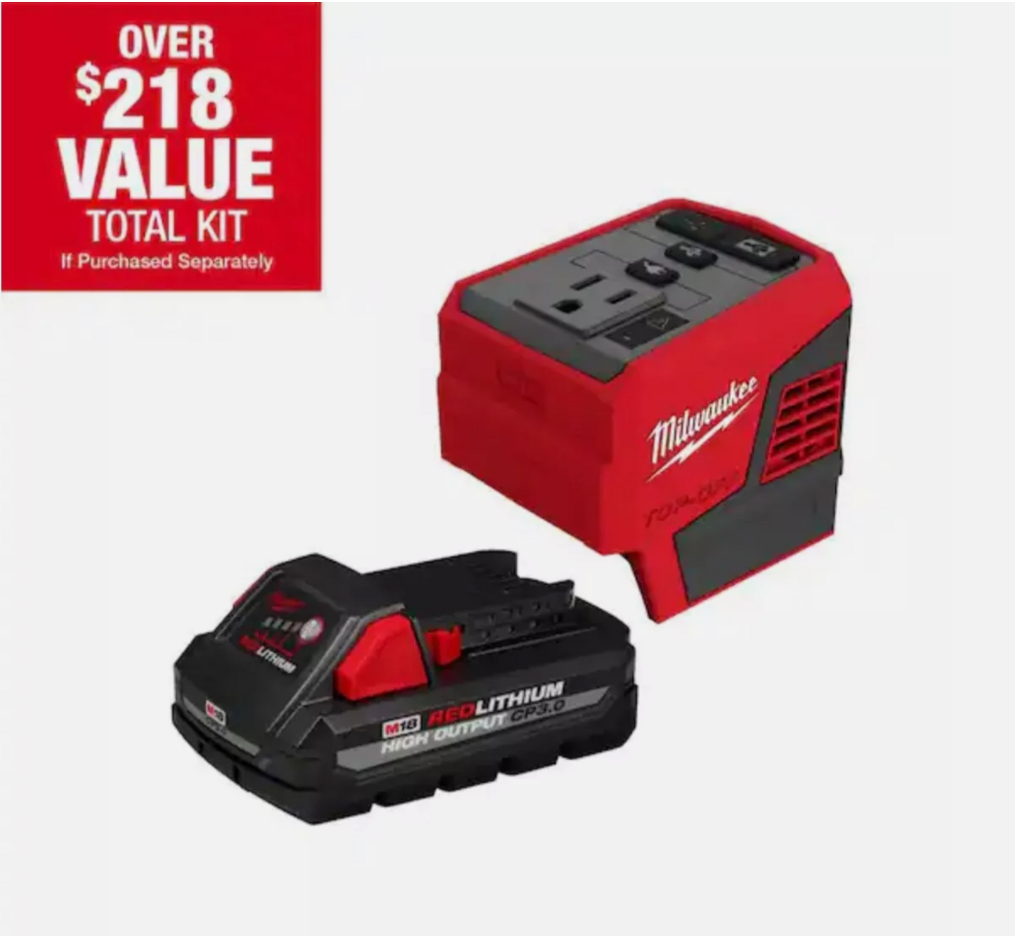 Milwaukee M18 18-Volt 175-Watt Lithium-Ion Powered Compact Inverter with 3.0 Ah Battery