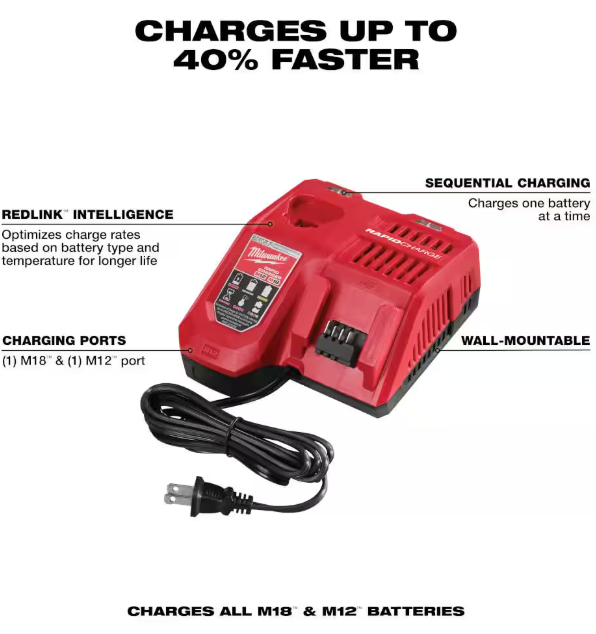Milwaukee M18 18-Volt Lithium-Ion HIGH OUTPUT Starter Kit with XC 8.0Ah Battery and Rapid Charger