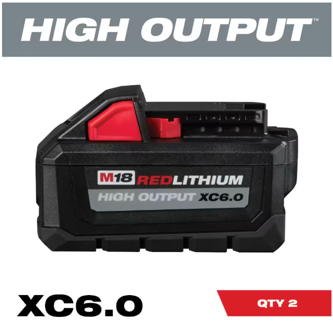 Milwaukee M18 18-Volt Lithium-Ion High Output 6.0Ah Battery Pack (2-Pack)