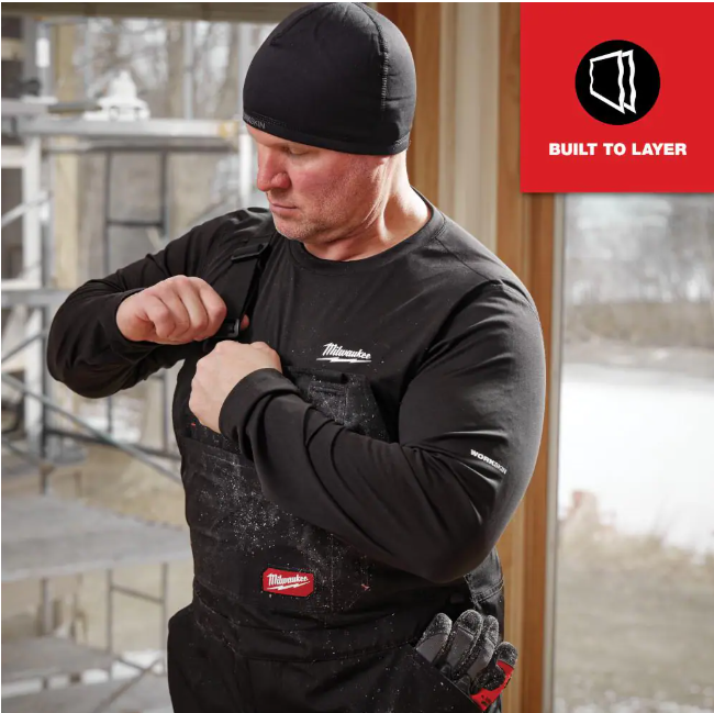 Milwaukee Men's Large Black Workskin Thermal Underwear Crew Neck Base Layer