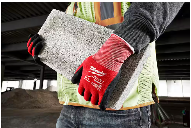 Milwaukee Large Red Nitrile Level 1 Cut Resistant Dipped Work Gloves (12-Pack)