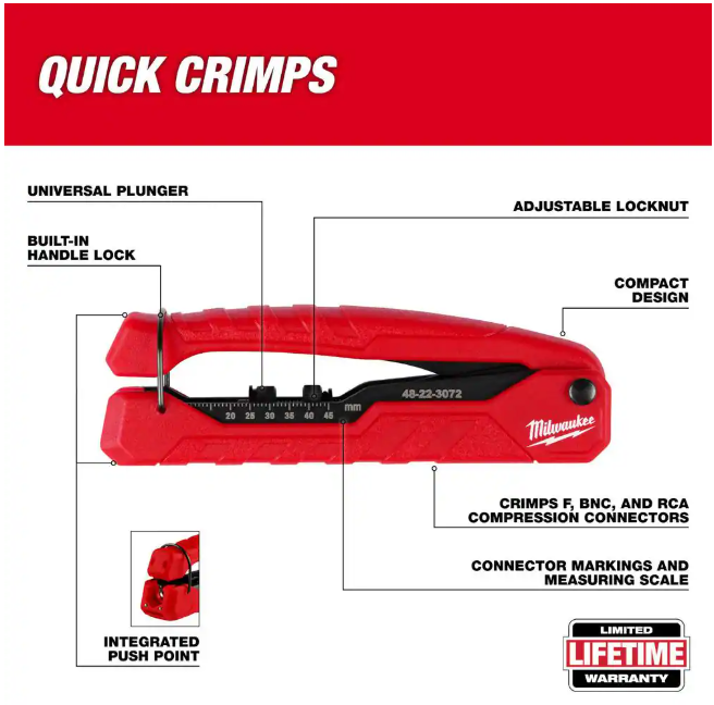 Milwaukee Coax Cable Installation Tool Set with Zipper Pouch