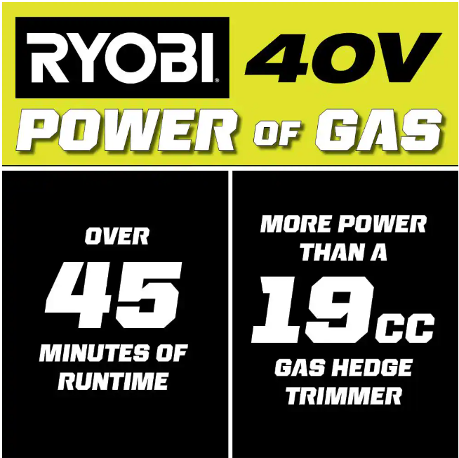 RYOBI 40V 24 in. Cordless Battery Hedge Trimmer with 2.0 Ah Battery and Charger