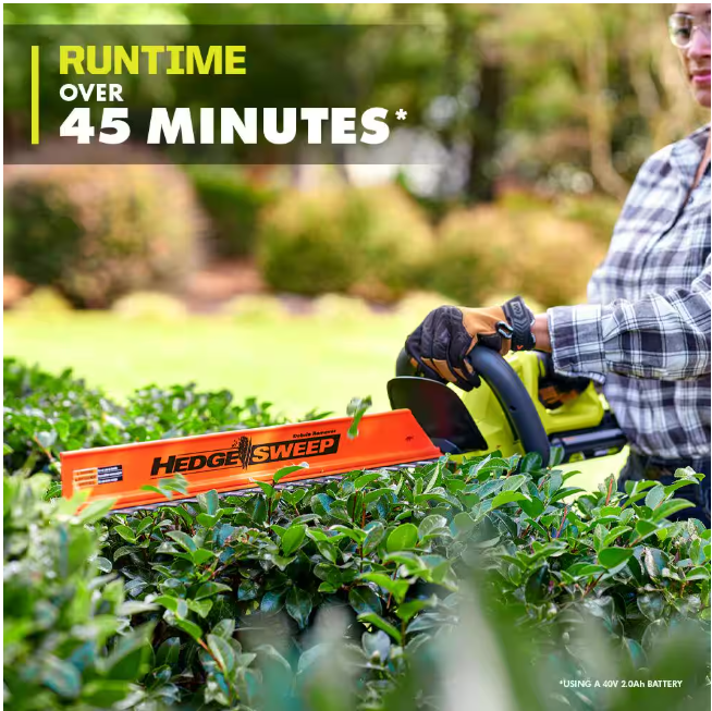 RYOBI 40V 24 in. Cordless Battery Hedge Trimmer with 2.0 Ah Battery and Charger
