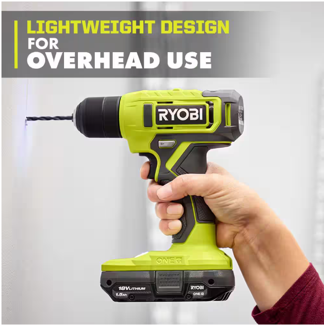 RYOBI ONE+ 18V Cordless 3/8 in. Drill/Driver Kit with 1.5 Ah Battery and Charger