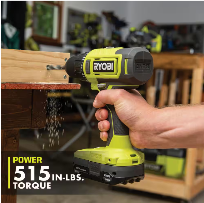 RYOBI ONE+ 18V Cordless 1/2 in. Drill/Driver Kit with (1) 1.5 Ah Battery and Charger