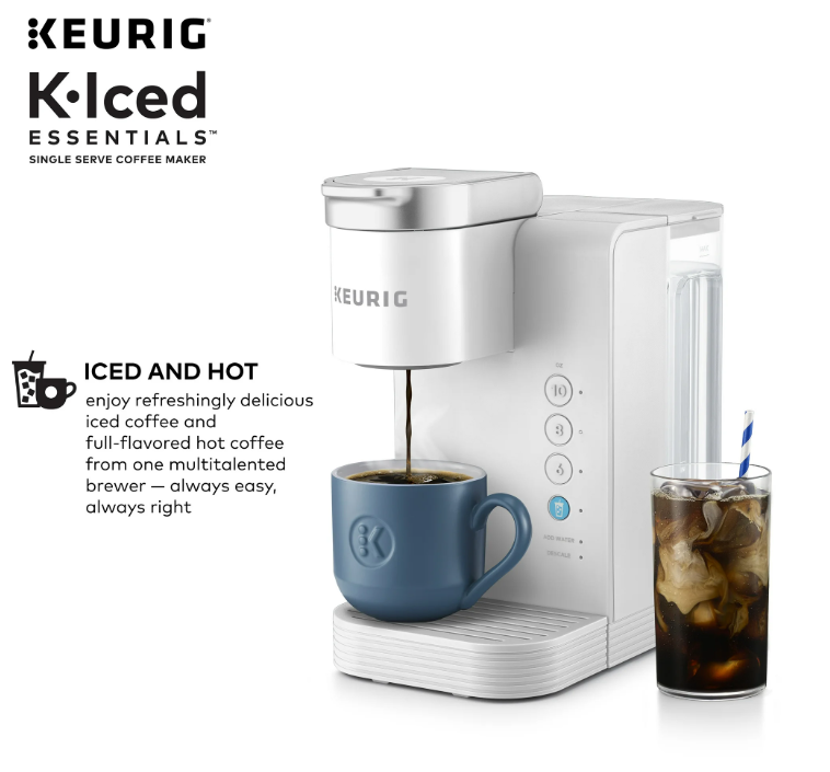 Keurig K-Iced Essentials Iced and Hot Single-Serve K-Cup Pod Coffee Maker, White