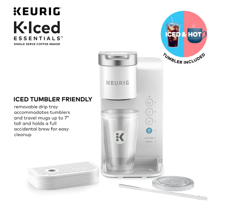Keurig K-Iced Essentials Iced and Hot Single-Serve K-Cup Pod Coffee Maker, White