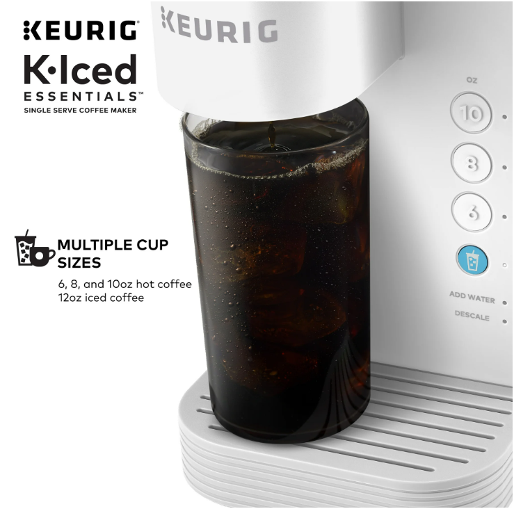 Keurig K-Iced Essentials Iced and Hot Single-Serve K-Cup Pod Coffee Maker, White