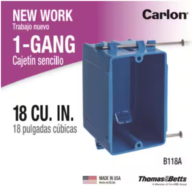 Carlon 18 cu. in. PVC 1-Gang New Work Electrical Switch and Outlet Box (Case of 100)