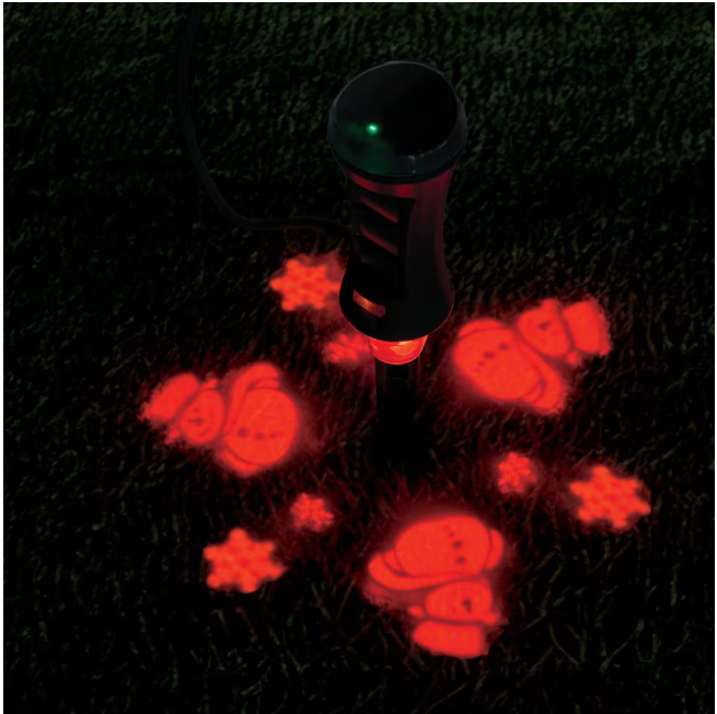 Smart Outdoor 4 ft. 6-Outlet Power Stake Timer with Holiday Lights Projector Powered by Hubspace