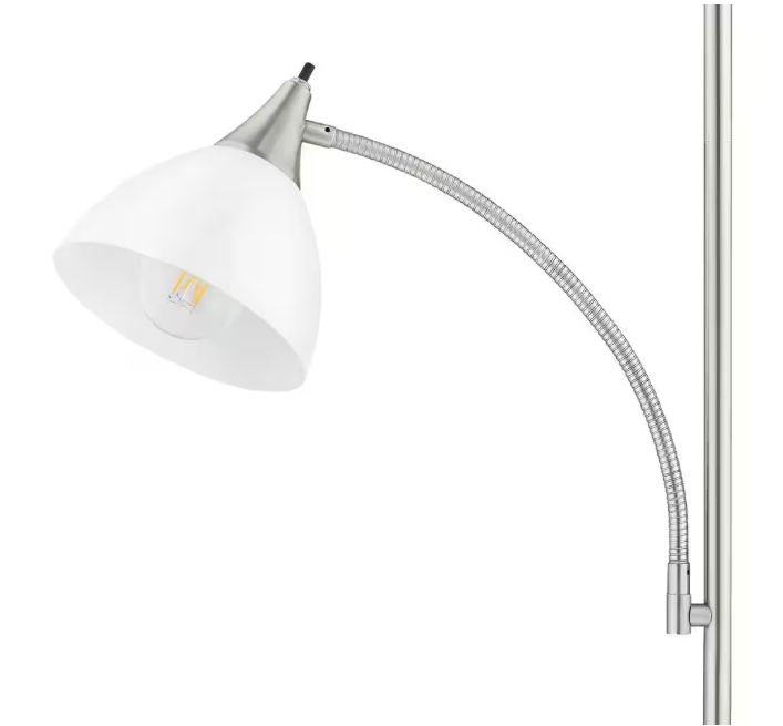 Hampton Bay 70 in. Brushed Nickel Mother Daughter 2-Light Torchiere Floor Lamp with Plastic Shade