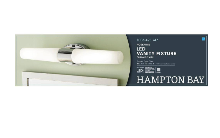 Hampton Bay Rosepine 24 in. 1-Light Chrome Integrated LED Modern Bathroom Vanity Light Bar