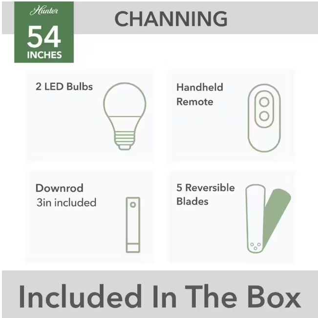 Hunter Channing 54 in. Hunter Express Indoor Brushed Nickel Ceiling Fan with Remote and Light Kit Included