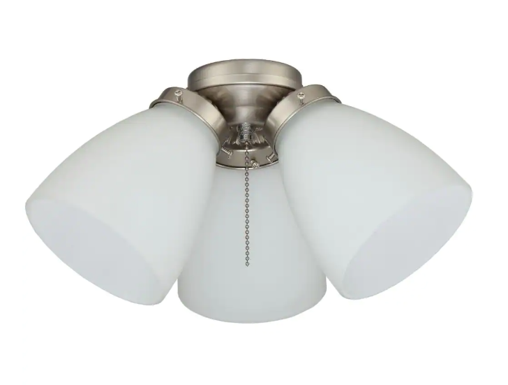 Elite 3-Light Brushed Nickel Ceiling Fan Shades LED Light Kit