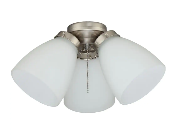 Elite 3-Light Brushed Nickel Ceiling Fan Shades LED Light Kit