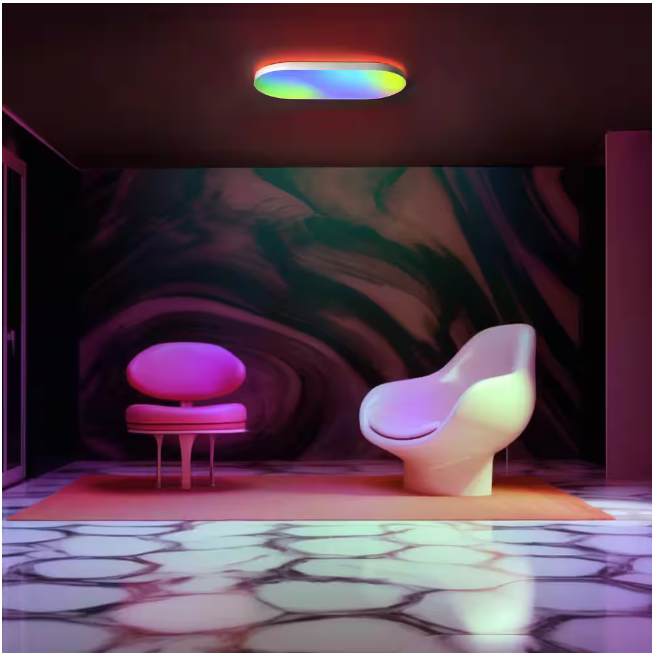 LIFX 26 in. Oval Capsule Smart White Multi-Color WiFi Selectable LED Flush Mount Ceiling Light Works Alexa/Hey Google/HomeKit