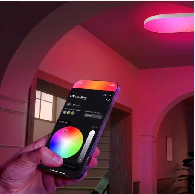 LIFX 26 in. Oval Capsule Smart White Multi-Color WiFi Selectable LED Flush Mount Ceiling Light Works Alexa/Hey Google/HomeKit
