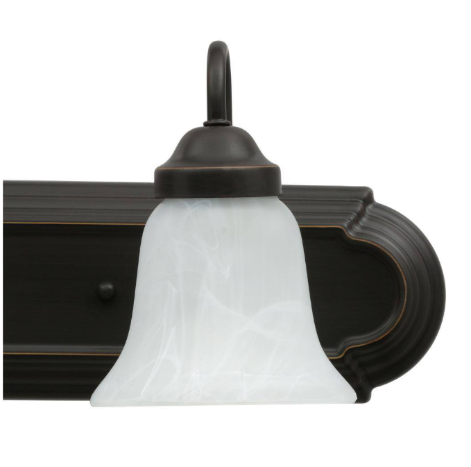 Progress Lighting Solvang 30 in. 4-Light Antique Bronze Traditional Bathroom Vanity Light with Alabaster Glass