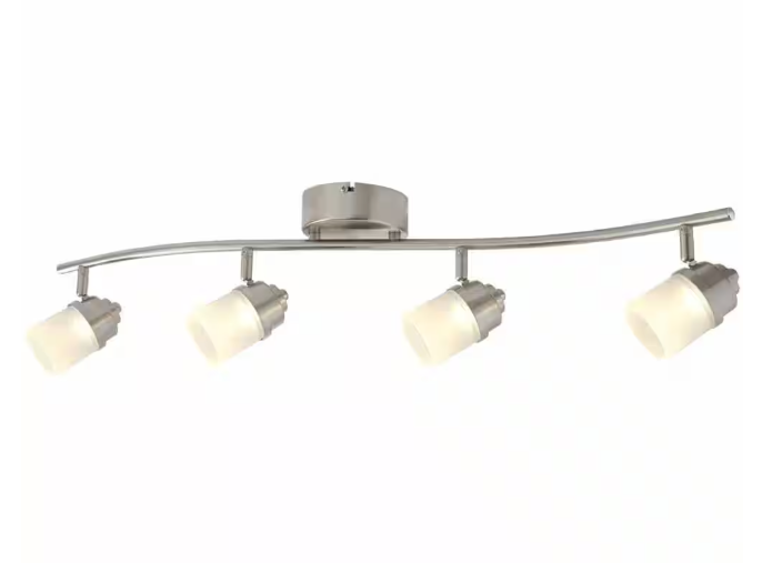 Hampton Bay 2.6 ft. 4-Light Brushed Nickel Integrated LED Fixed Track Lighting Kit