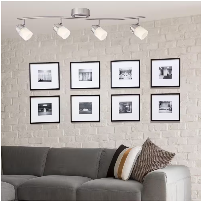 Hampton Bay 2.6 ft. 4-Light Brushed Nickel Integrated LED Fixed Track Lighting Kit