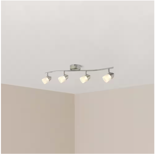 Hampton Bay 2.6 ft. 4-Light Brushed Nickel Integrated LED Fixed Track Lighting Kit